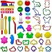 FRIMOONY Plastic Play Dough Tools for Kids, Various Animal Molds, Extruders, Rolling Pins, for Creative Dough Cutting, 45 PCS