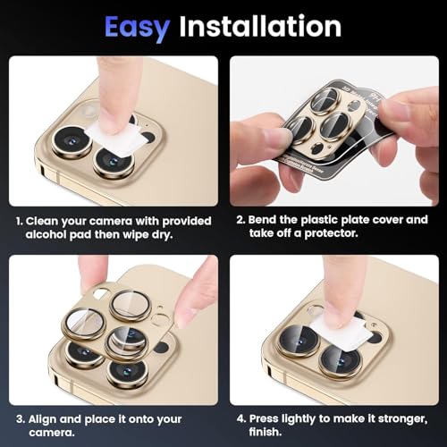 Image of TITANIUM Camera Lens Protector For IPHONE 16 PRO / 16 PRO MAX ( DESERT ) UHD 9H Glass, Anti Drop, Scratch Resistant, Case Friendly, Removable, Waterproof, Heavy Duty Camera Protector, ( BUY 2 GET 1 FREE )