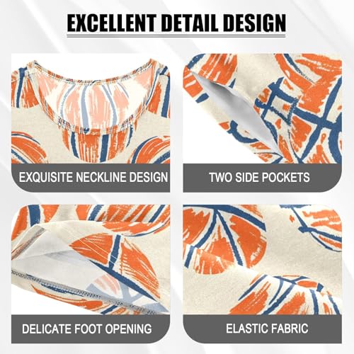 ALAZA Basketball Orange Pajamas Set Short Sleeve Cotton Sleepwear Summer Pjs 2 Piece 5-14Y4