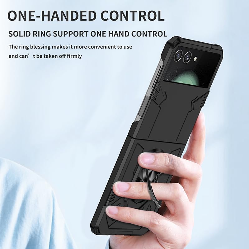Miniatura 5 de Asuwish Funda de teléfono para Samsung Galaxy Z Flip 5 5G 2023 con cubierta y soporte de anillo delgado híbrido protector móvil a prueba de golpes