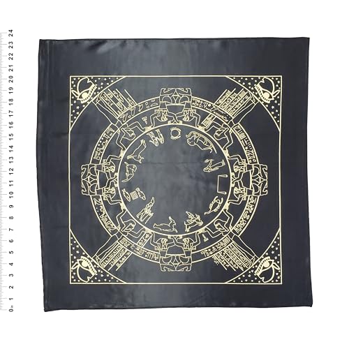 Dendera Zodiac Altar Cloth Scarf - Made in Egypt - Egyptian Inspired - Table Cloth Square3