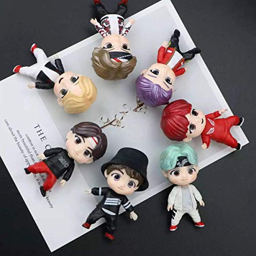 Image of AUGEN Limited Edition BTS Bangtan Action Toy Figure and Cake Topper Collectible Set of 7-8cm Statue (Small, 2)