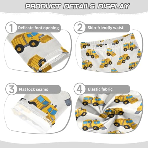 Yellow Truck Pattern Girls Leggings Soft Comfortable Athletic Leggings Dancing Pants for 4-10 Years3