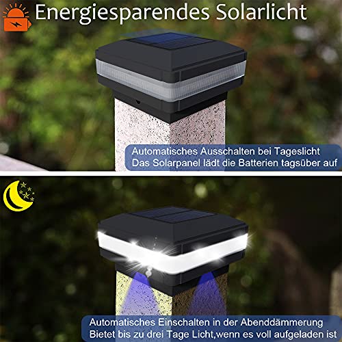 FVTLED 4er Solar Zaunbeleuchtung Pfostenkappe für Mehrere Größen 7x7,8x8,9x9,10x10 Standardpfosten 6000K IP65 wasserdicht Pfostenkappen Holzpfosten,Abdeckkappen Zaunpfosten mit Schrauben – Bild 5
