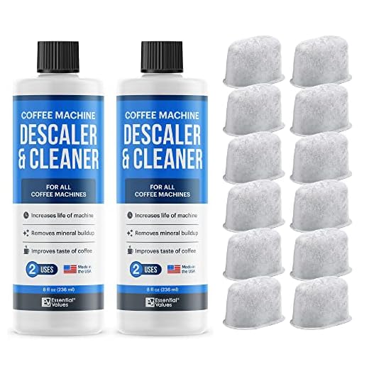 Essential Values Universal Descaling Solution (2 Pack, 4 Uses Total + 12 Fitlers), Designed For Keurig, Nespresso, Delonghi and All Single Use Coffee and Espresso Machines - Proudly Made In USA