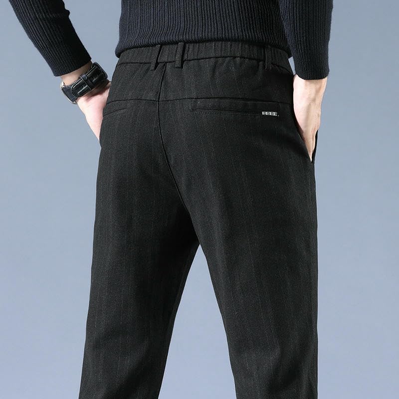 Men's Autumn Winter Plaid Loose Straight Thick Business Casual Pants2