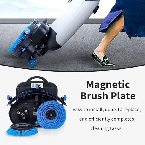 17'' Commercial Floor Washer & Scrubber Machine - Dual Brush Power Cleaner for Tile, Hardwood & Carpet - Heavy-Duty Floor Cleaning Accessories