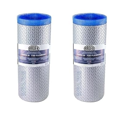 ARDEX FLEXBONE UI 720 Unbound Uncoupling Anti-Fracture Crack Isolating Membrane 215 Sq Ft Roll 1/8” Thick Flooring Underlayment for Bathroom Floor Tiles, with Self-Adhering Mesh (2 Rolls Bundle)