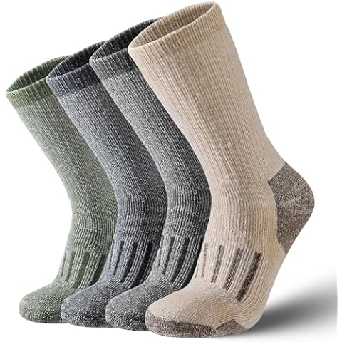 4 Pairs Wool Socks for Men Women - Warm Winter Cozy Merino Wool Socks, Thick Knit Thermal Hiking Socks Boot Socks Crew Socks for Men Women Cover