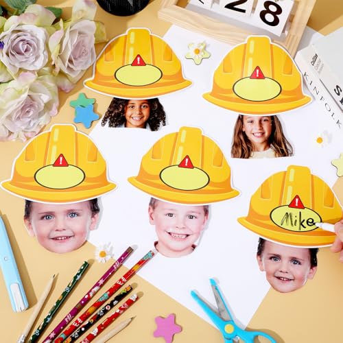 Image of gisgfim 80Pcs Construction Helmet Cutouts Back to School Decorations Bulletin Board Construct Paper Cut-Outs Classroom Decor for Boy Girl DIY Craft Photo Wall Kindergarten Preschool Party Favor Supply