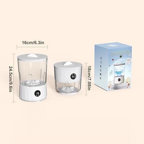 Miniatura 6 de Lavadora - Lavadora portátil Lavadoras portátiles para apartamentos Mini limpiador con 2 cubos para brasieres, calcetines, ropa de bebé, bragas de