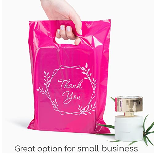 Image of Choice Marts 100 Pink Thank You Bags With Handles 9x12 Merchandise Bags