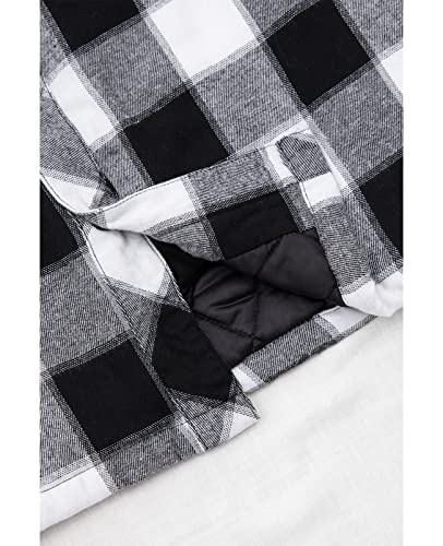 Image of ZENTHACE Men's Quilted Lined Hooded Plaid Jacket,Zipper & Snap Closure