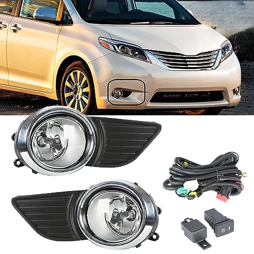 ANTUKO 2Pcs Fog Lights Assembly with Bulb and Switch Wiring Kit Replacement for Sienna 2011-2015
