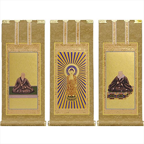 仏縁堂ブランド:国産掛軸・もくらん西本願寺派 (浄土真宗西本願寺派・豆代, 3枚セット)