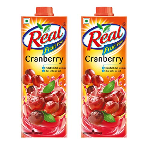 Real Fruit Power Juice, Cranberry, 1L (Pack of 2)