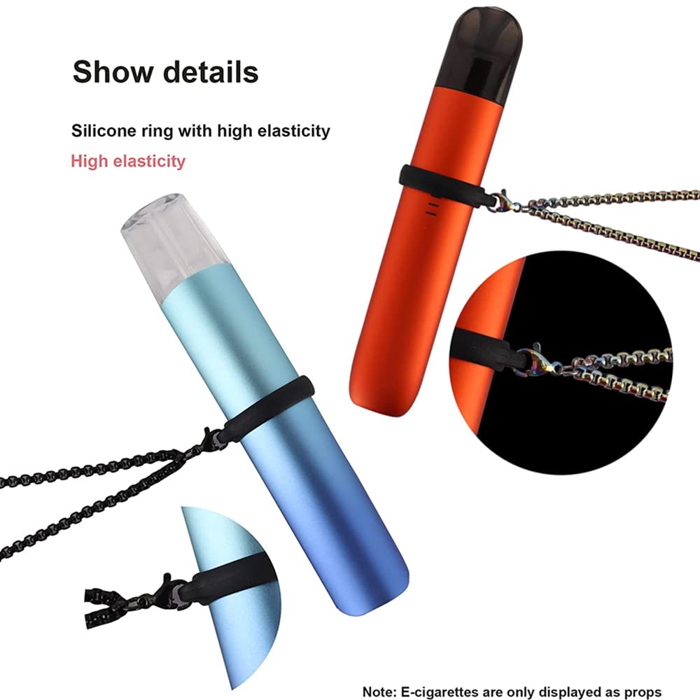 3 Cordini Antismarrimento Per Vaporizzatore Con 9 Anelli In Silicone - Catena Metallica 80 Cm, Multicolore