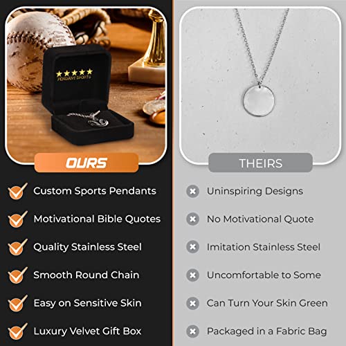 Athletes Necklace With Inspiring Bible Quote – Luke 4:13 Silver Cross Necklace For Boys & Girls That Love Sports Makes A Unique, Inspiring Gift For All Young Athletes – Basketball Chain ​ #TOP3