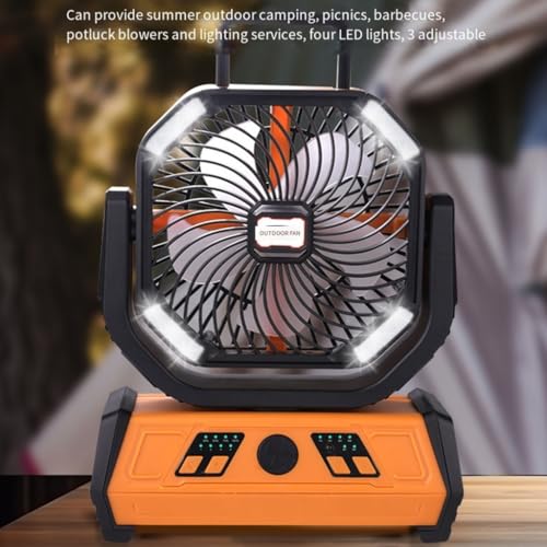 Ventilador de camping portátil con luz LED para noches perfectas al aire libre 7