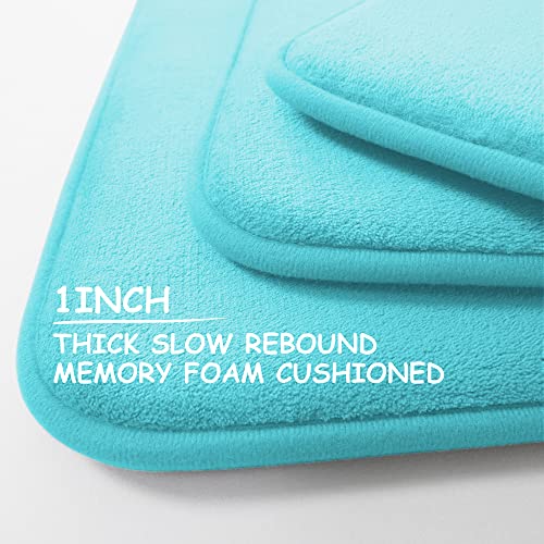 Yihouse Extra Thick Memory Foam Bath Mat Non Slip Absorbent Soft Floor Rugs For Bathroom Machine Washable Carpet 16 X 24 Teal #TOP3