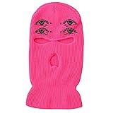ytnkiv maschera da sci a 3 fori, cappello lavorato a maglia, caldo, per attività all'aperto, per ciclismo, antivento, passamontagna, rosso rosato, 8