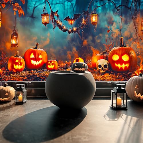 Vinilo decorativo Halloween linterna calabaza 39.3x17.7 pulgadas miniatura 4