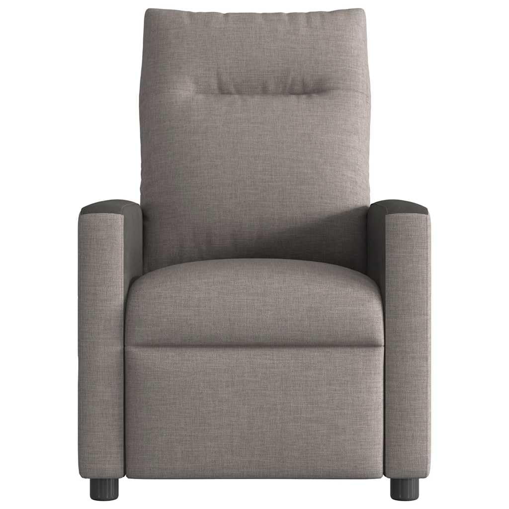 Elektrischer Massagesessel Taupe Stoff Relaxsessel mit Liegefunktion und 6-Punkt Vibrationsmassage für Wohnzimmer und Büro, ergonomisches Design, langlebig, modernes Retro-Design