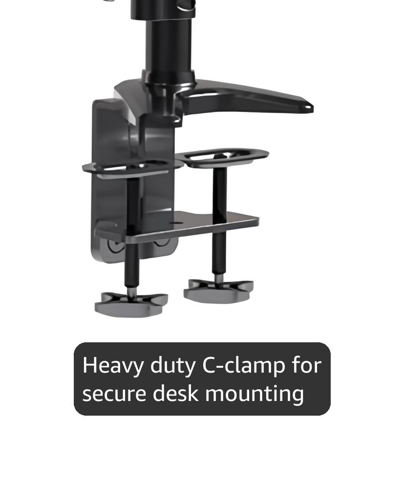 VIVO Triple Pneumatic Monitor Mount for 3 Screens up to 32 inches, Fully Adjustable, Heavy Duty Desk Stand with C-Clamp Grommet, Black, STAND-V300G