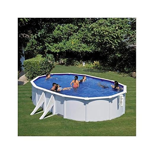 Piscina De Acero Elevada,Forma Ovalada Con Aspecto Acero Blanco. Piscinas Desmontables Para Jardín 610 X 375 X 120 Cm - Piscina Gre Kitprov613 Bora Bora.