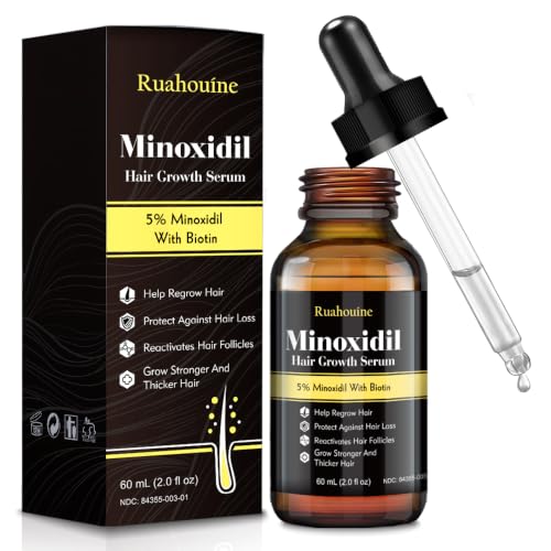 5% Minoxidil for Men and Women Hair Growth Serum, Biotin Hair Growth Serum, Natural Hair Growth Treatment for Hair Loss Hair Thinning, Thicker Fuller Healthier Hair 2.0 oz