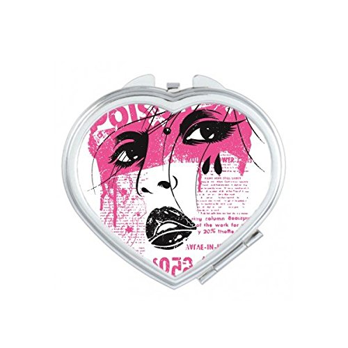 Miroir de poche graffiti et rose noire pour maquillage compact nomade style américain