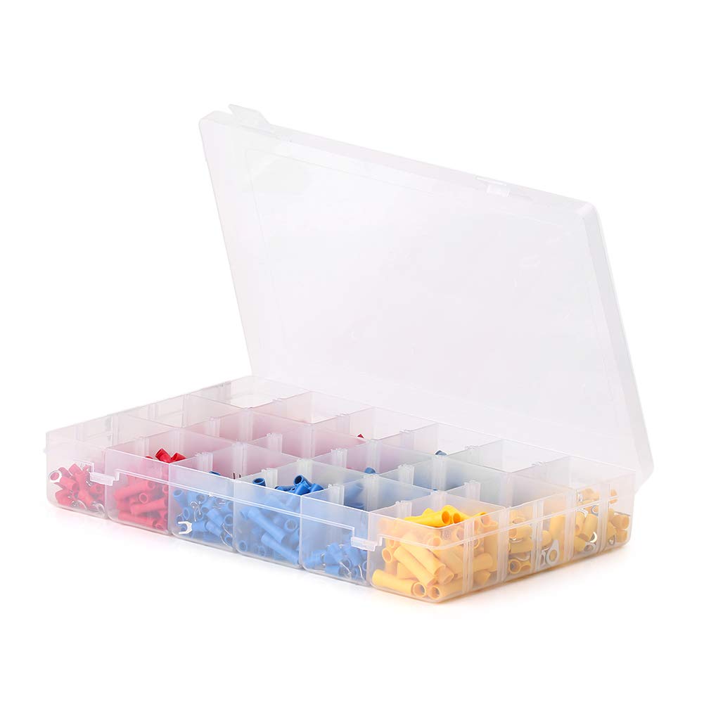 Bacar Kit de cosses à sertir assorties pour l'automobile, 1200 pièces de connecteurs électriques avec assortiment de 18 tailles de bornes assorties.