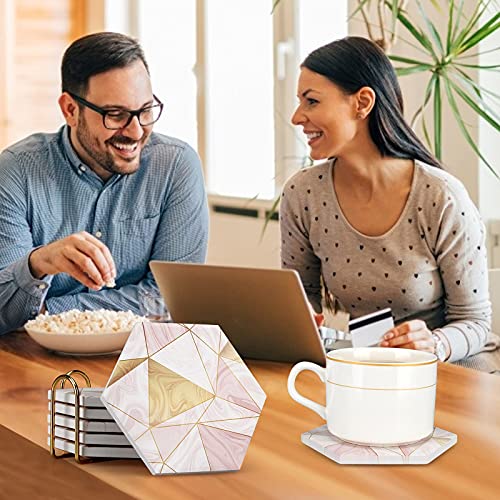 6-Pack-Pink-Marble-Coasters-with-Holder-Gold-Absorbent-Drink-Unique-Coaster-Cute-Ceramic-Table-Coaster-Set-Funny-Kitchen-Accessories-Decorative-Bar-Coster-Modern-Coffee-Table-Decor-Cup-Coasters 6 Pack Pink Marble Coasters with Holder Gold Absorbent Drink Unique Coaster Cute Ceramic Table Coaster Set Funny Kitchen Accessories Decorative Bar Coster Modern Coffee Table Decor Cup Coasters