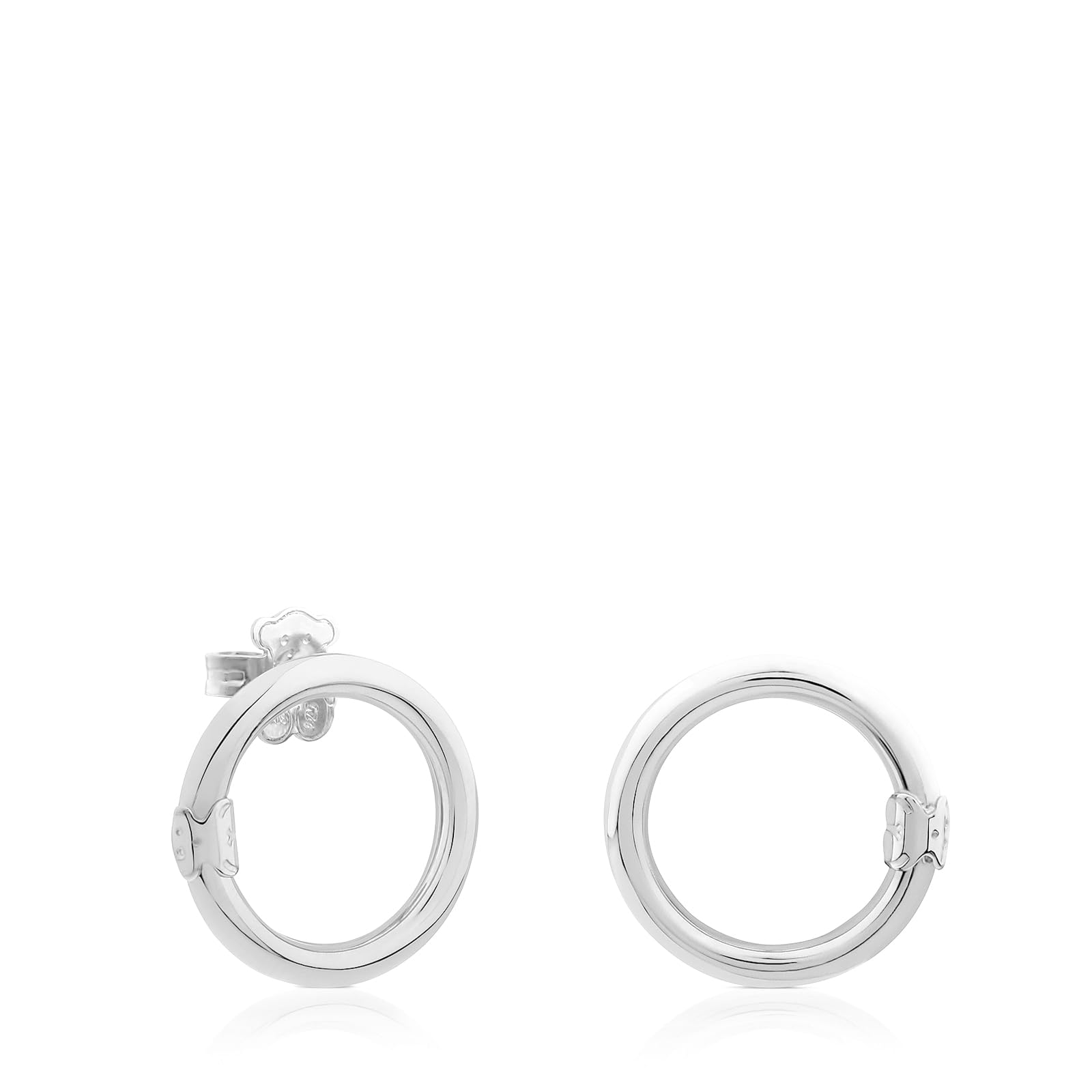 TOUS Pendientes de Anilla de Plata de Primera Ley para Mujer con Motivo de Oso 1.6cm, Fino y Elegante, Colección Hold