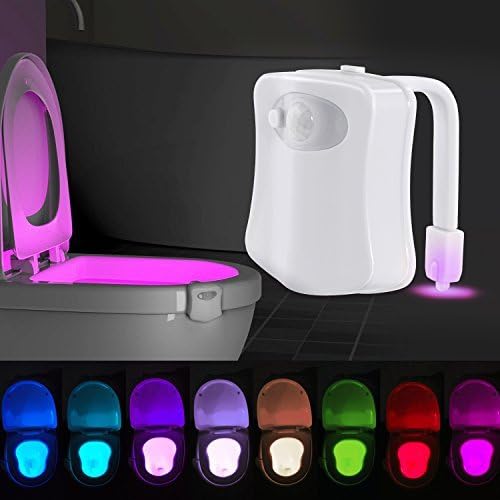 Toilet Night Light, Motion Activated Toilet Night Light, Two Modes with 8 Color Changing - Motion Sensor LED Washroom Night Light - Fits Any Toilet