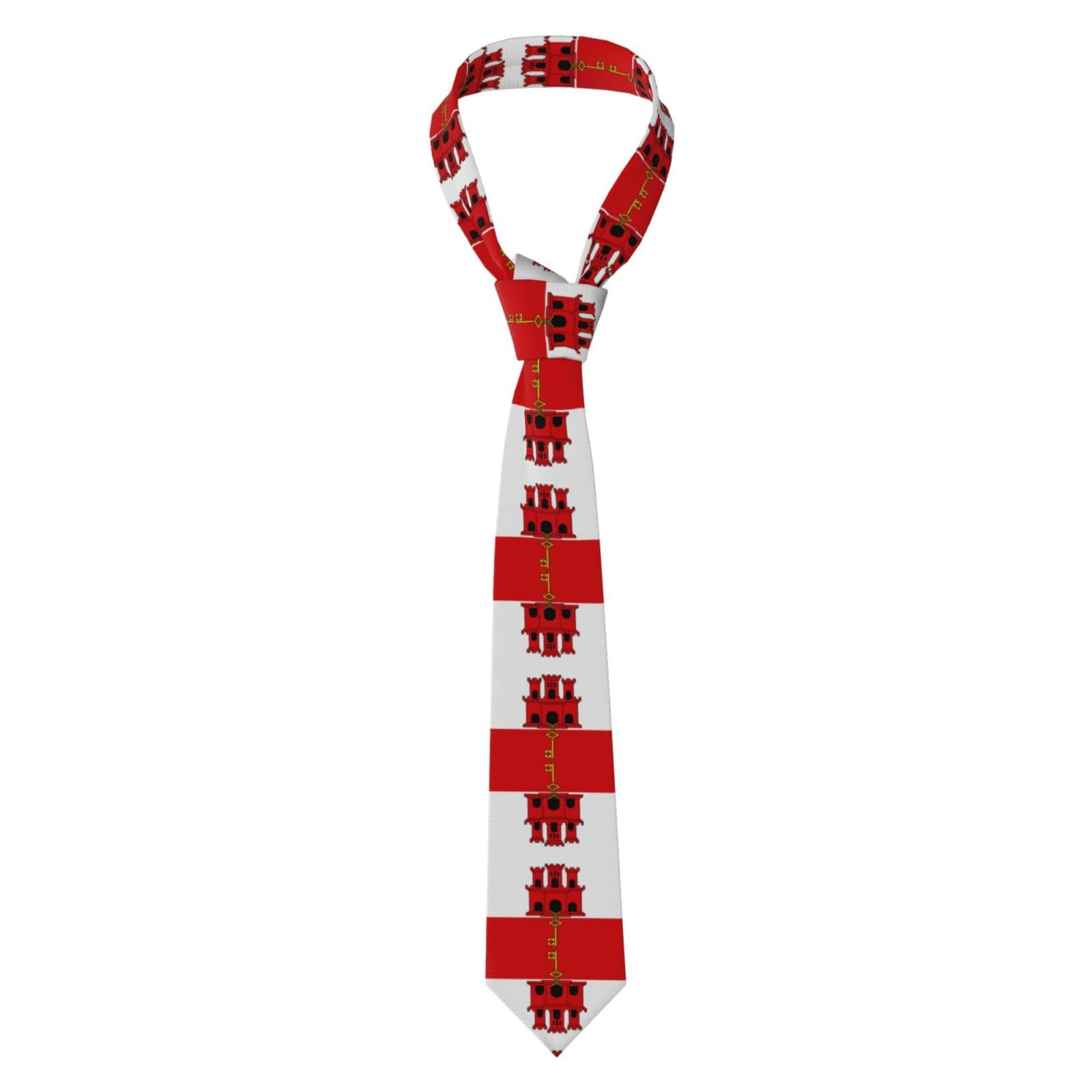 Nianyuer Men's Flag Of Gibraltar Necktie With Print Design, Classic Neckwear Business Formal Tie For Office Wedding