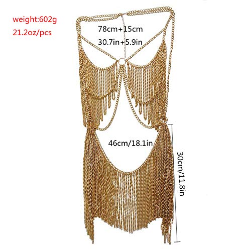 Women Body Chain Necklace Jewelry Boho Metal Body Chain Set for Bikini Halloween Costume Party3