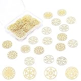OLYCRAFT 48piezas Conector de Filigrana Colgantes de Dijes Adornos de Filigrana Fornituras de Filigrana de Metal Patrón de Copo de Nieve de Mariposa Encantos de Filigrana de Latón Dorados