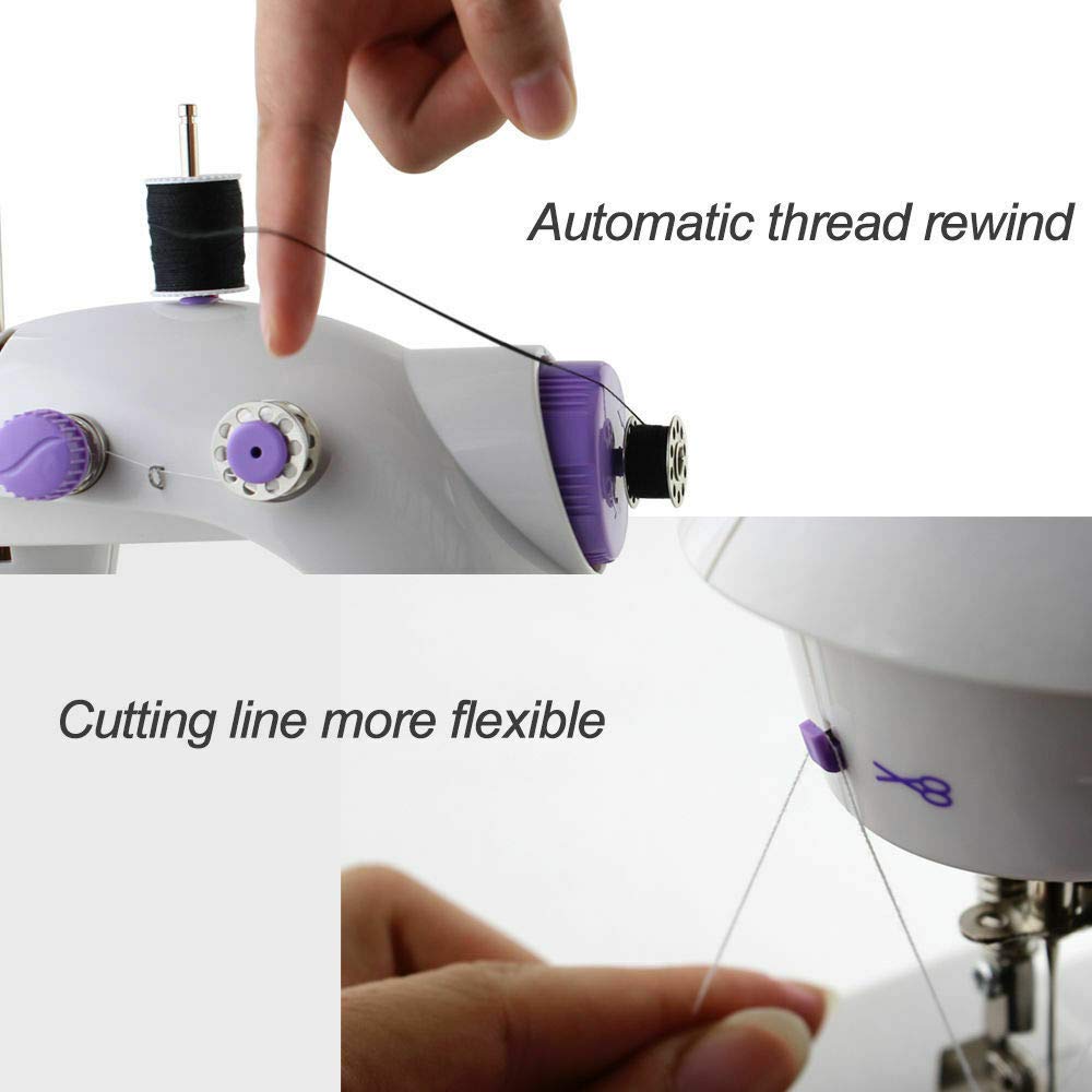 Mini máquina de coser eléctrica multifunción, herramienta de costura portátil, 2 velocidades, doble hilo, pedal de pie con interruptor de mano para principiantes en el hogar, viajes, regalo para mamá