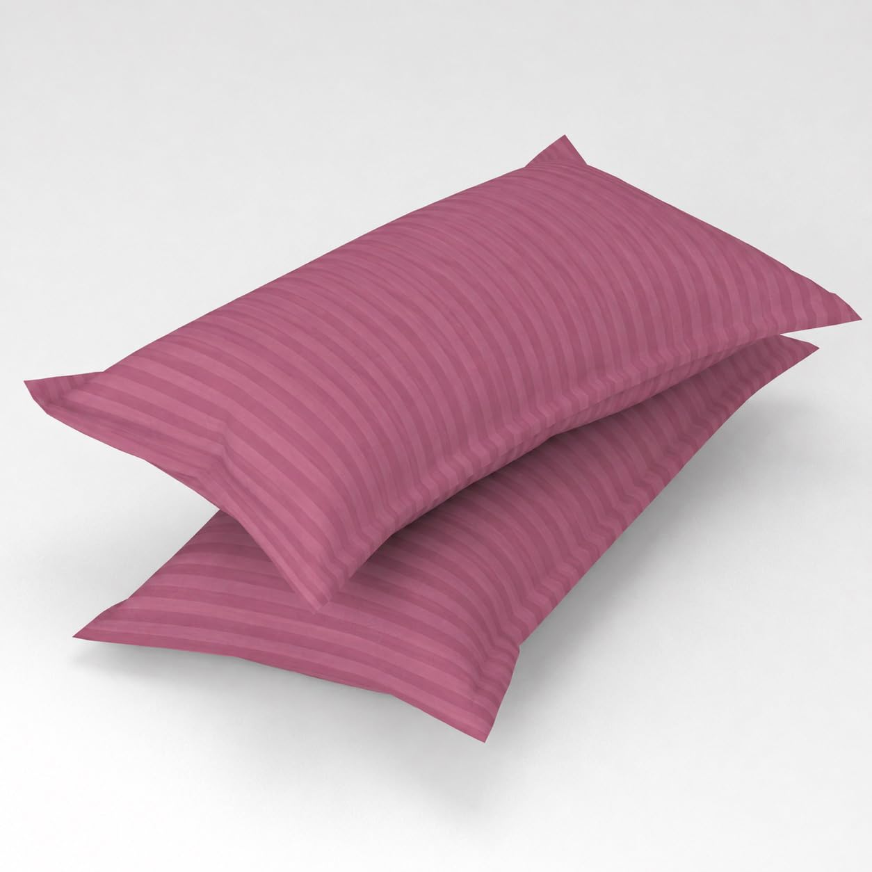 Homefab India 2 Piece Satin Stripe Glace Cotton Pillow Covers - Pink