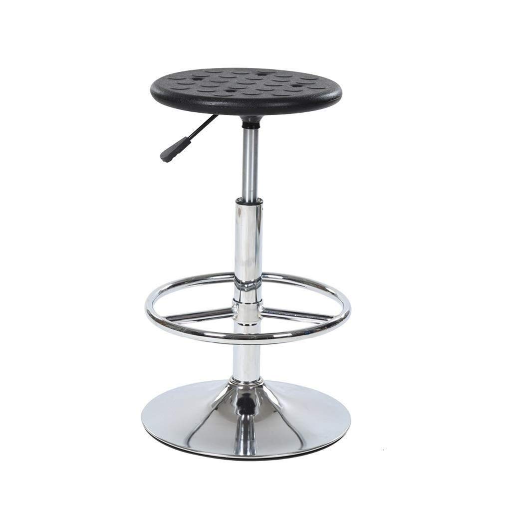 Adjustable Stainless Steel High Stool Bottom Seat Punched Anti Static Panel Rotation for Clinic Workshop Office Lifting 60-80cm（Black） (Color : Black)