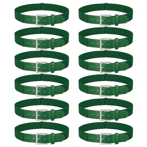 LEACOOLKEY 12 Pcs Baseball Belts Adjustable Softball Belts Bulk Team Sprots Belts for Adult and Youth