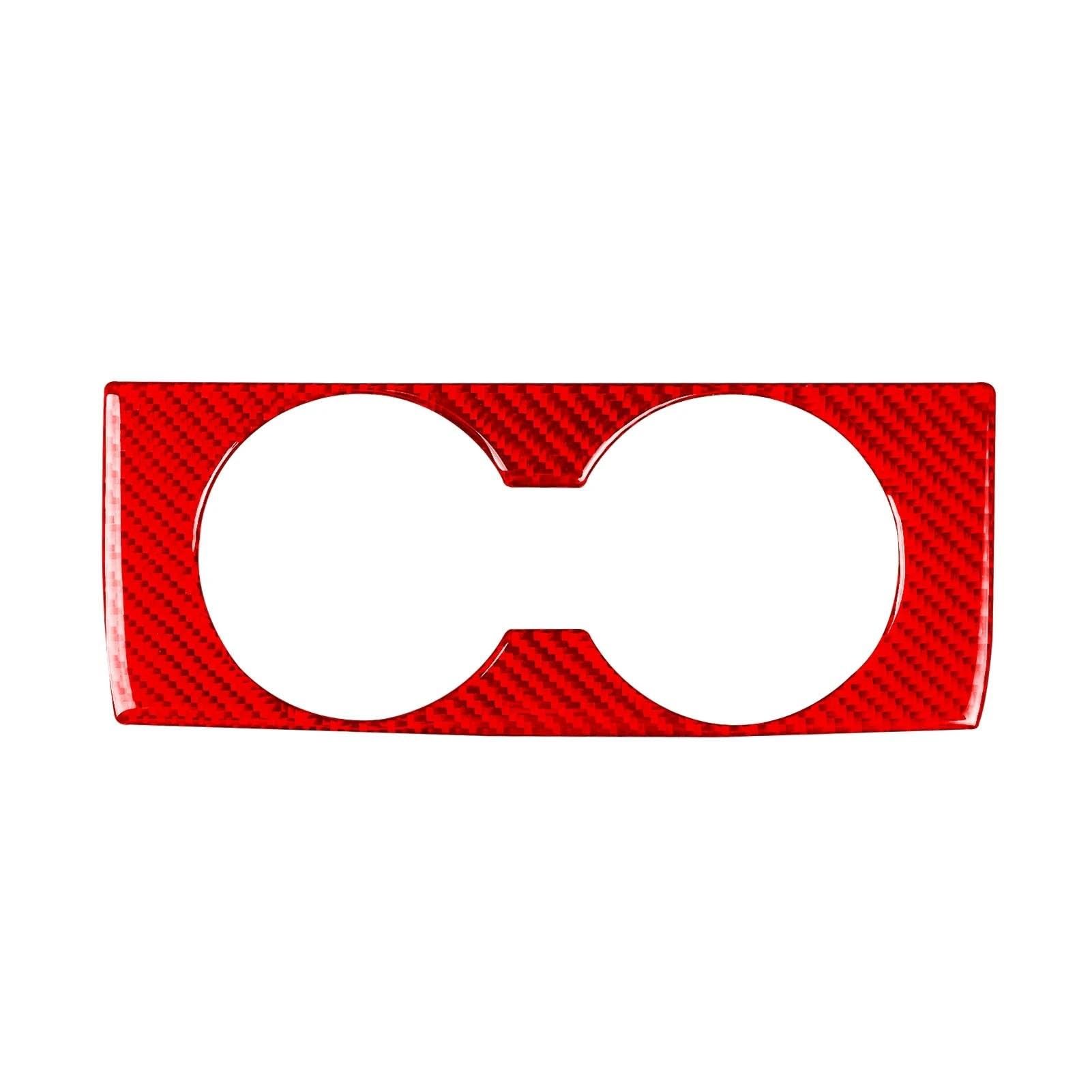 Car Center Console Trim for Chevrolet for Impala 2014-up Carbon Fiber Rear Drain Cup Holder Trim Panel Decal Decorative Car Interior Decals Centre Console Decoration Trim(Red)