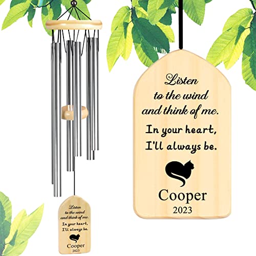 Touber Personalized Memorial Wind Chime - Pet Loss Gifts for Cat, In Memory of Cat