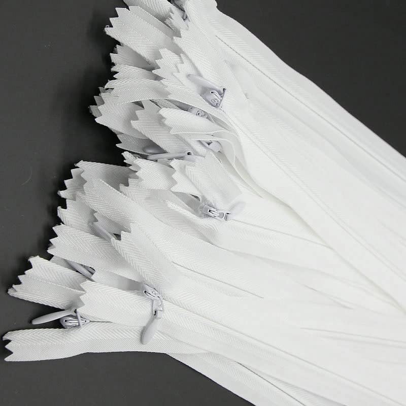 12 Inch Invisible Zipper, Close End Nylon Hidden Zipper for Handmade Garment Bags, Home Textile, Tailor (30PCS, White) YIGUANXIN