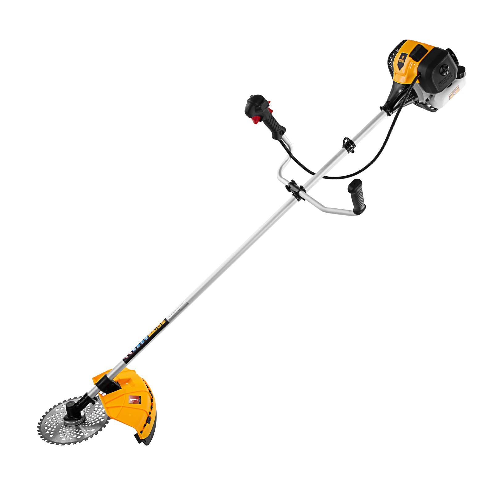 Denzel Gasoline Trimmer DGT-520 52 cc 3 HP 2 Stroke U Handle Anti Vibration System Semi Automatic Spool 255 mm Cutting Width with Blade and Line