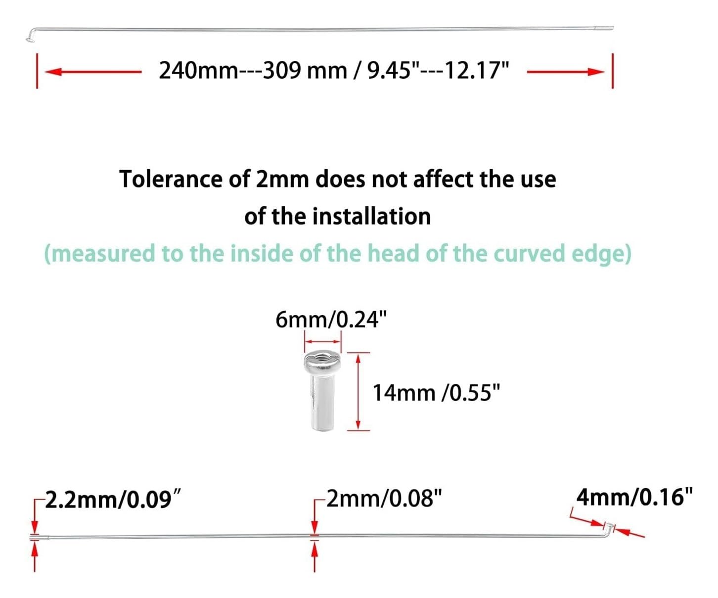 36 Rayons VTT 14G En Acier Inoxydable – Compatibles Vélos 12 à 28 Pouces, Avec écrous Pour Réparation Ou Upgrade