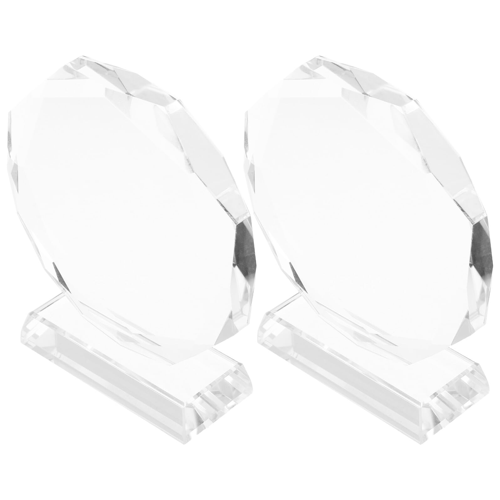 Cabilock Trofeo de Cristal Transparente Octogonal 100 Mm, Placa de Premio en Vidrio en Blanco 2 Piezas para Reconocimiento de Empleados y Premios Personalizados en Eventos Deportivos