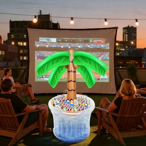 Zcaukya Inflatable Palm Tree Cooler, 60" Blow Up Palm Tree Cooler for Tropical Party Decorations, Hawaiian Party Supplies Pool Decorations