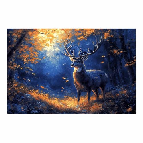 Toile cerfs d'hiver tableau decoration murale salon moderne sans cadre